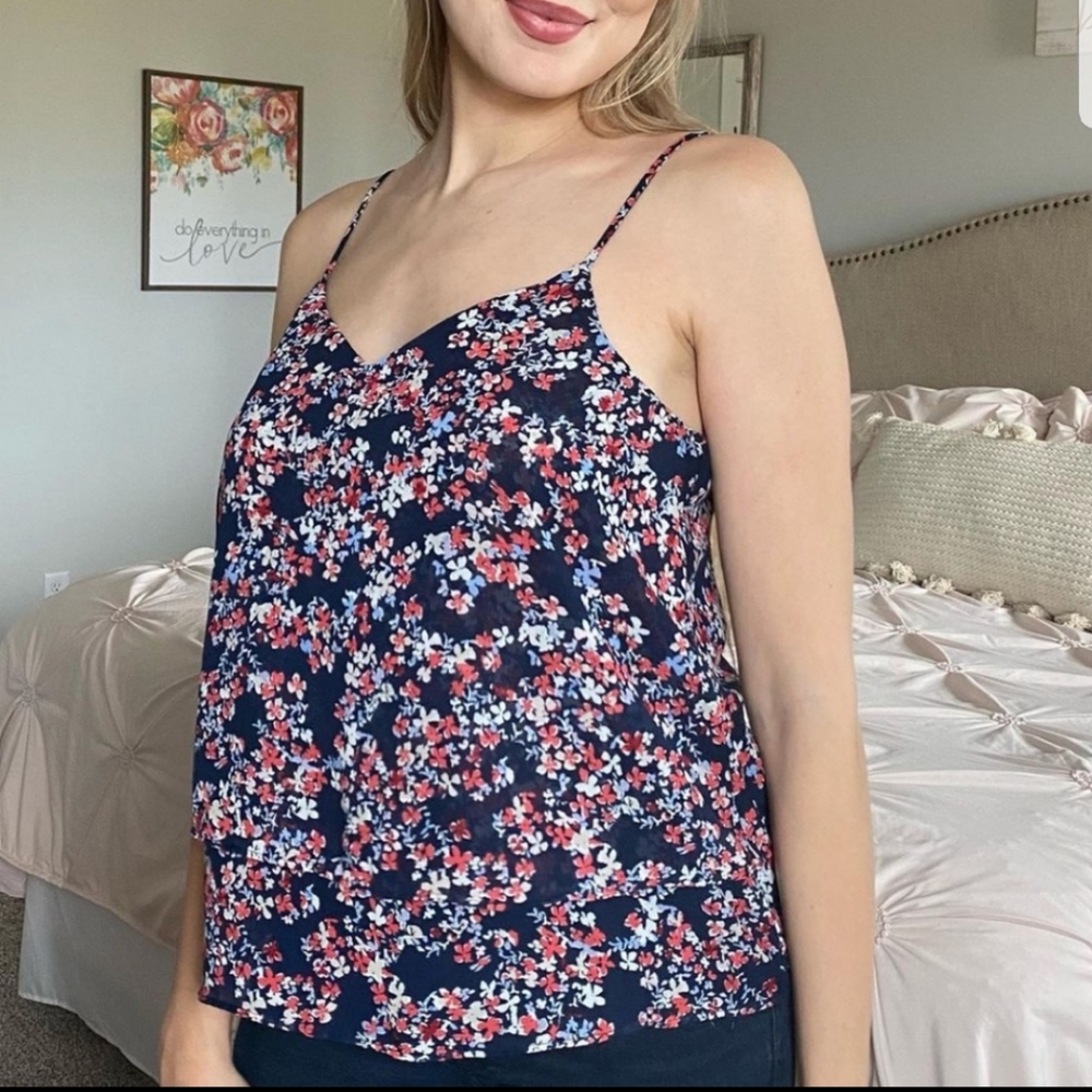 Maurices Floral Sphaghetti Strap Blousey Tank